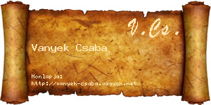 Vanyek Csaba névjegykártya